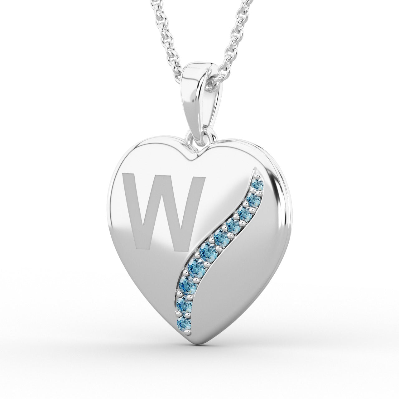 W Heart Locket Necklace